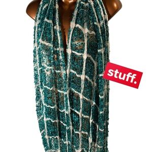 Source Unknown Teal and White Scarf (item#10244)